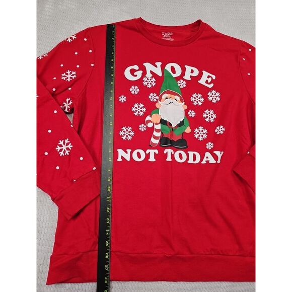 Ugly Christmas Sweatshirt Womens 2X Gnope Not Today Gnome Snowflakes - Picture 2 of 7